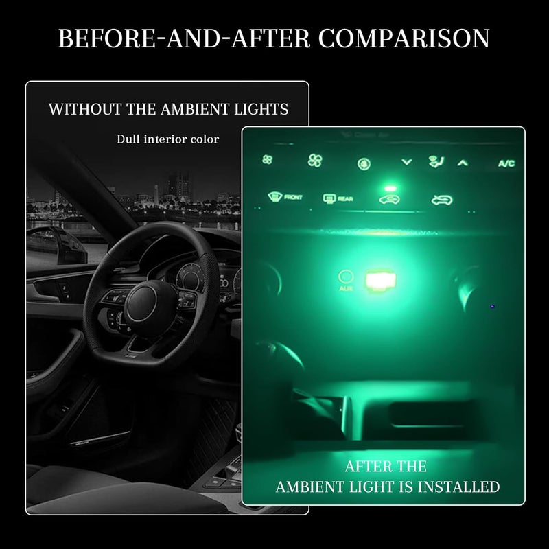 Hbxdeco 4 PCS USB LED Car Interior Atmosphere Lamp, Portable Mini Auto LED Decor Night Light, Plug-in USB Interface Ambient Lighting Kit, Universal Car Interior Accessories(Green) - Image 4